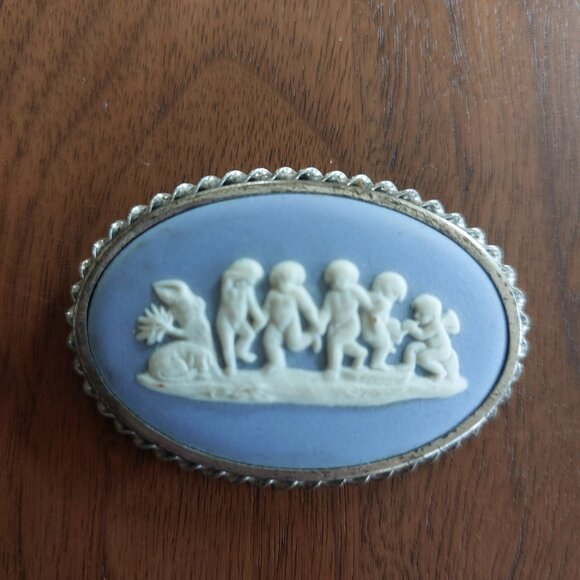 Wedgewood Pale Blue Jasperware Brooch - Picture 1 of 2